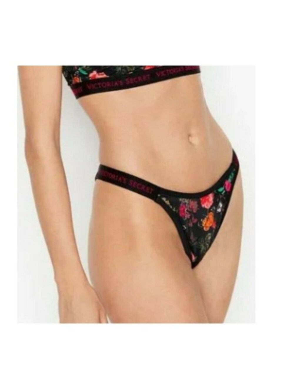 Victoria’s Secret Sydney Logo Bandeau Bikini Set Floral Butterfly Size M New